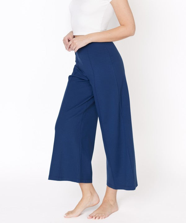 Bamboo Ponte High-Waist Wide Leg Ankle Pant