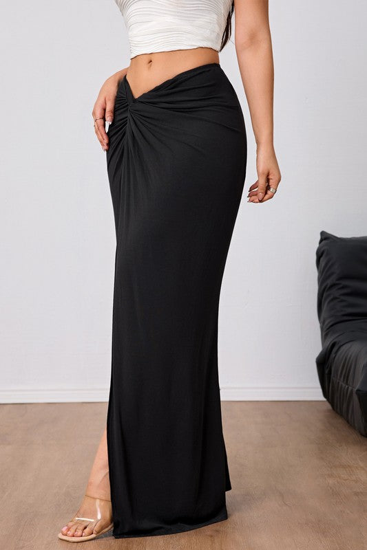 Midnight Twist Slit Maxi Skirt