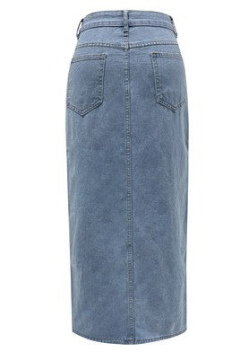 High Noon Split Denim Maxi Skirt