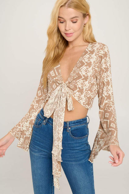 Bella Boho Crop Top with Front Tie