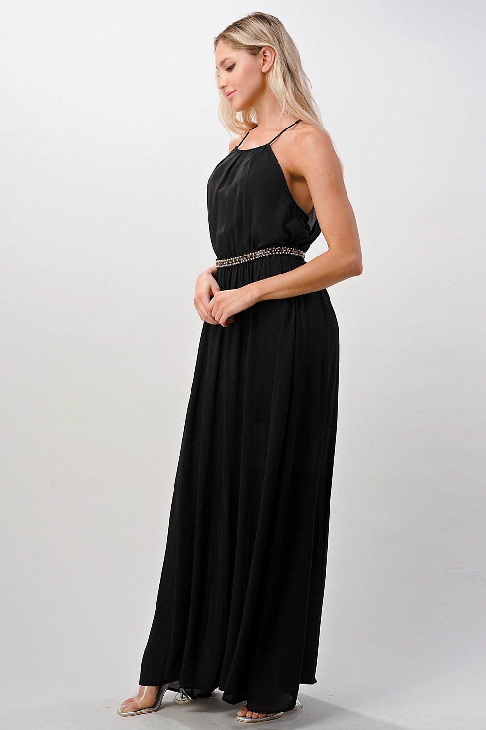 ARROW Halter Neck Maxi Dress with Beaded Waist Detail