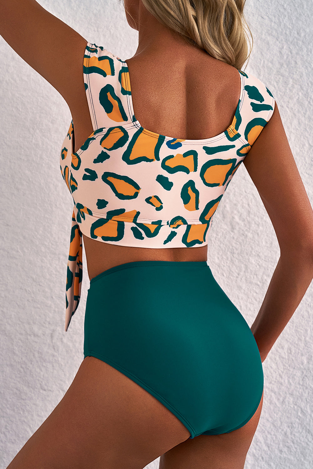 Carolina Vega Leopard U-Neck High Waist Bikini Set