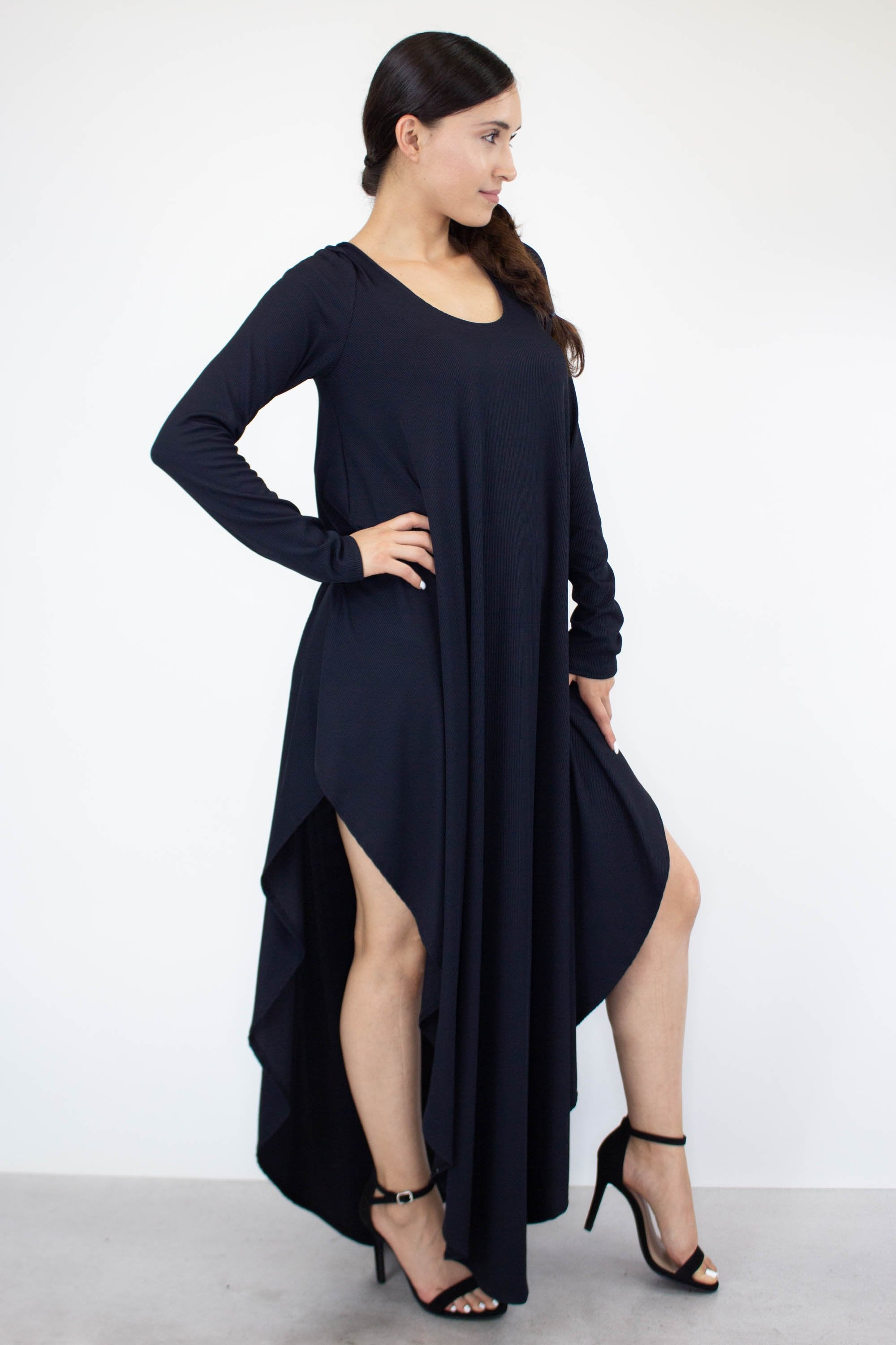 LORI Asymmetric Long Sleeve Maxi Dress