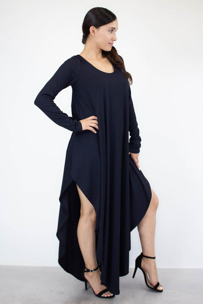 LORI Asymmetric Long Sleeve Maxi Dress