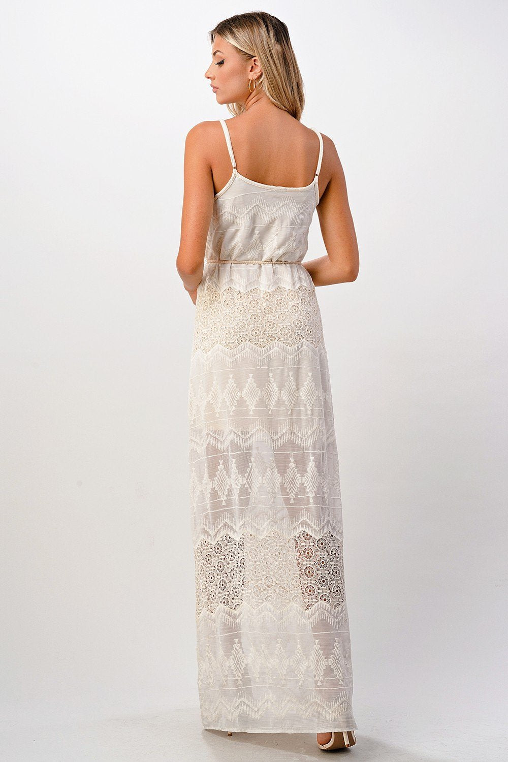 ARROW Boho Embroidered Maxi Dress with Adjustable Straps