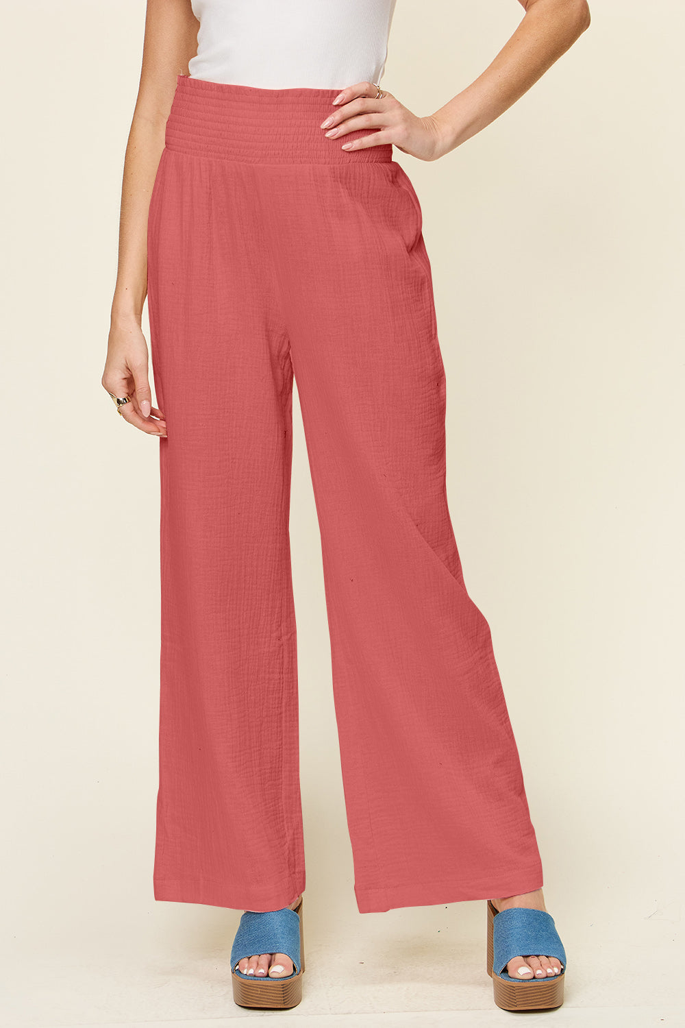 Harbor Ease Smocked Wide Leg Pants