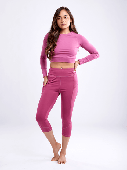 Mid-rise Capri Fitness Leggings With Side Pockets