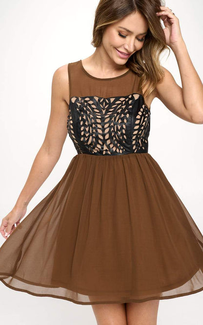 ARROW Women's Sleeveless Laser-Cut Fit and Flare Dress