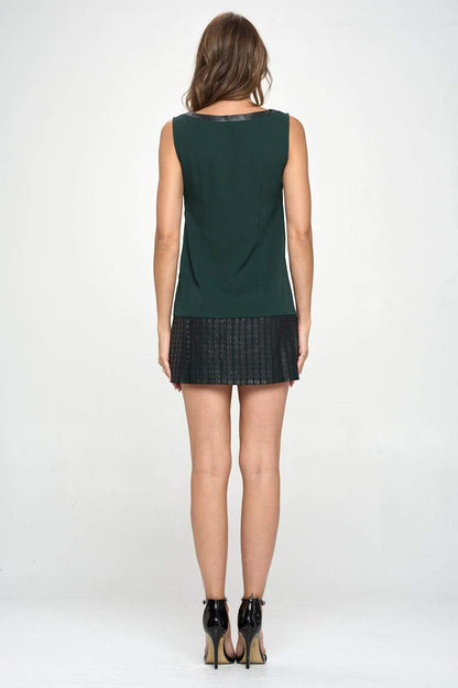 ARROW Sleeveless Shift Dress with Faux Leather Trim