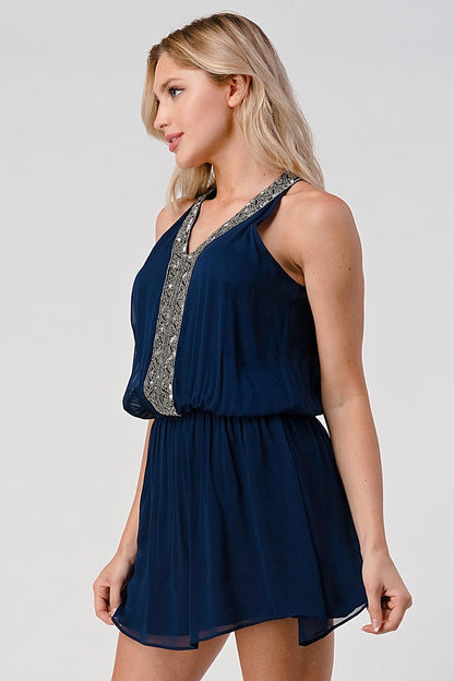 ARROW Sleeveless Mini Dress with Embellished Neckline