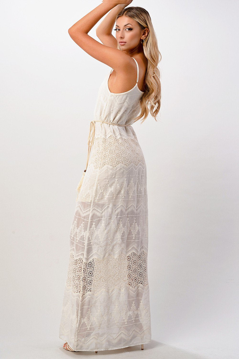 ARROW Boho Embroidered Maxi Dress with Adjustable Straps