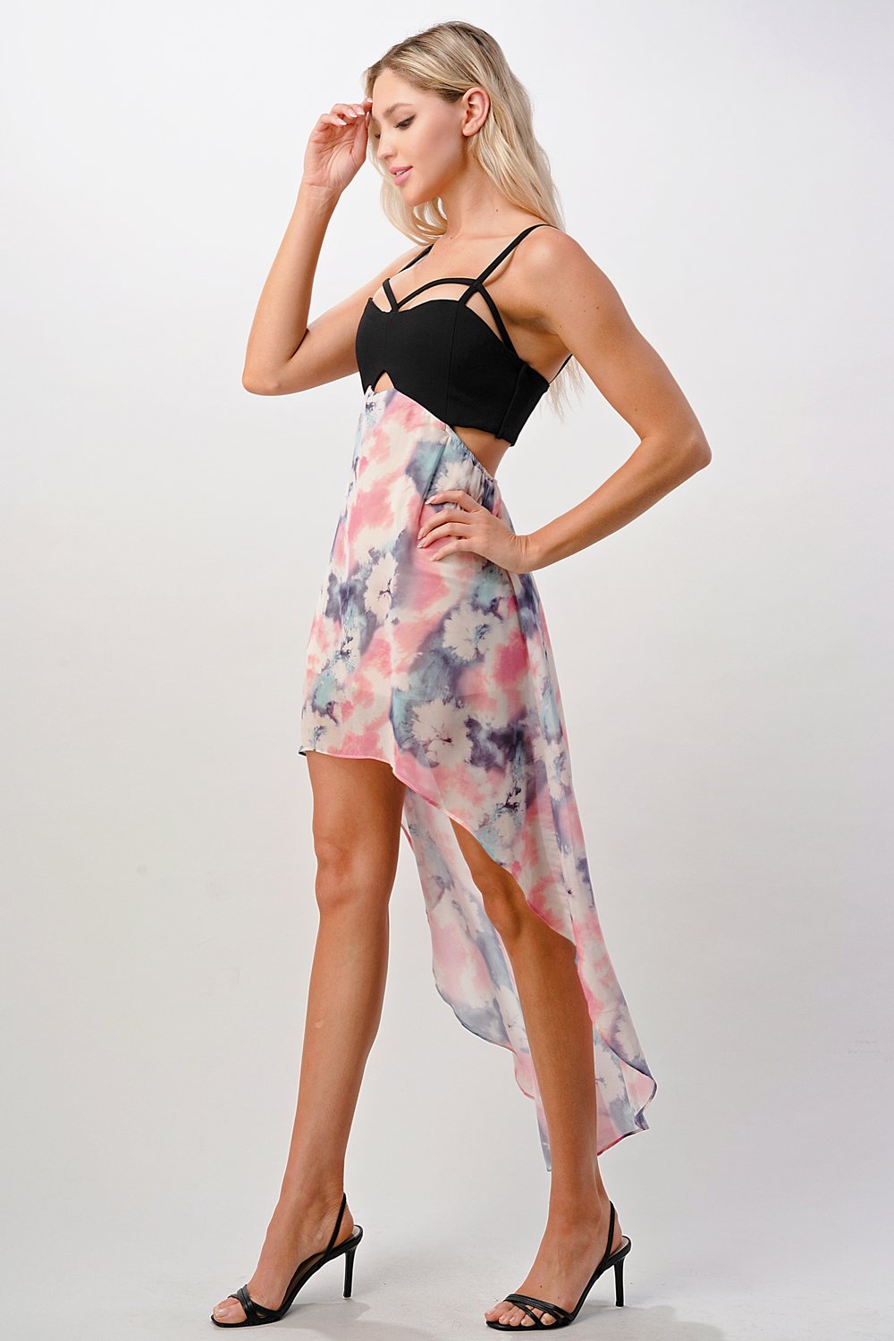 ARROW Strappy Bodice Tie-Dye High-Low Dress