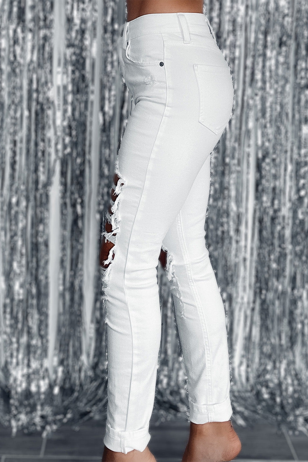 Amari Mendez Distressed Ripped Skinny Jeans