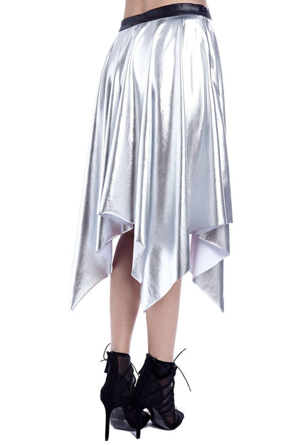 Tammy Scott Metallic Silver Pleated Skirt
