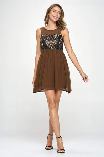 ARROW Women's Sleeveless Laser-Cut Fit and Flare Dress