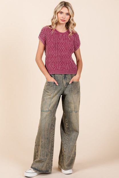 Stonefield Washed Wide Leg Utility Jeans