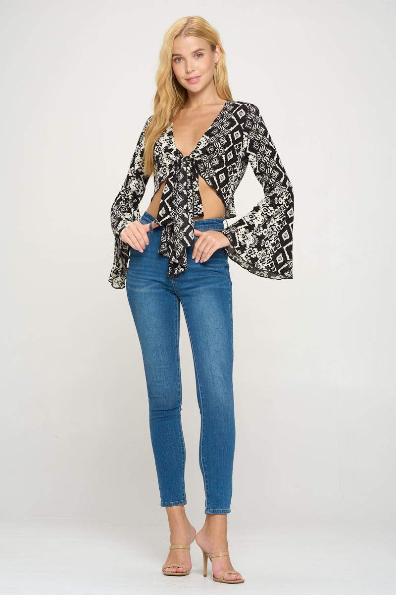 Bella Boho Crop Top with Front Tie