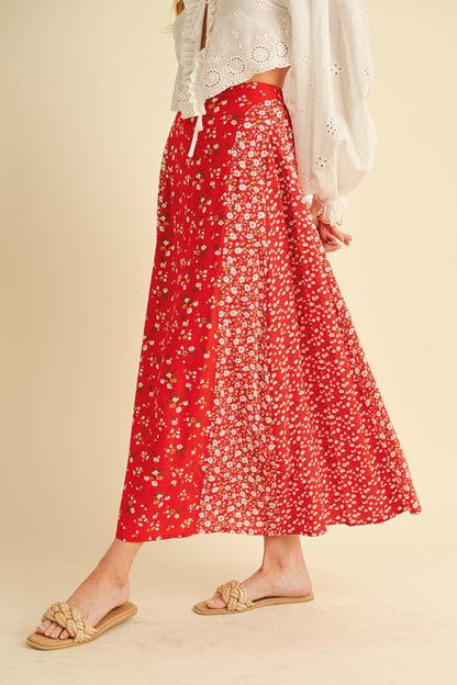 Crimson Meadow Patchwork Maxi Skirt