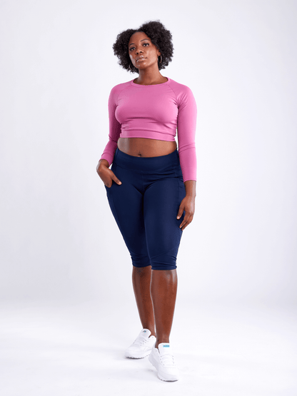 Mid-rise Capri Fitness Leggings With Side Pockets