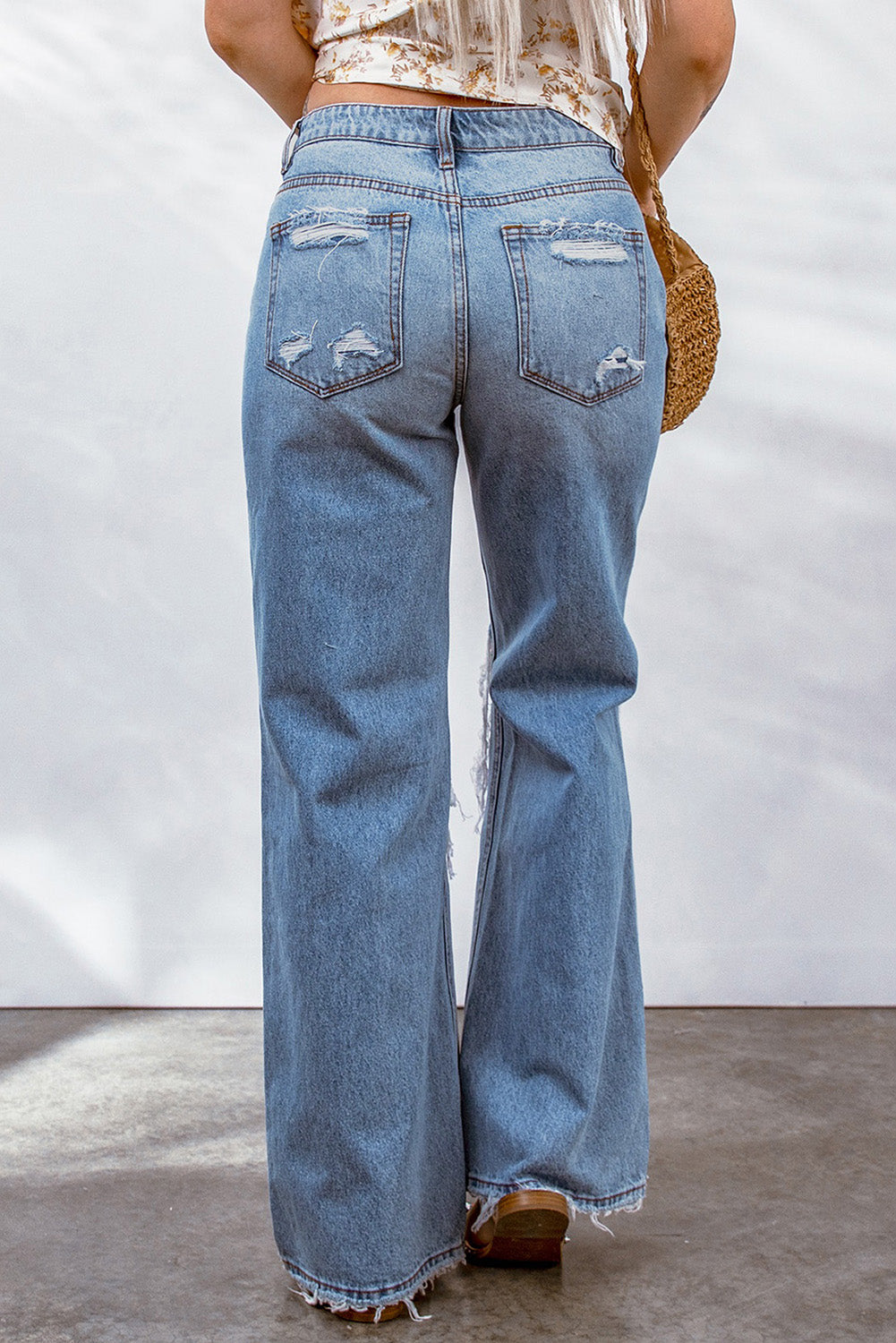 Amari Mendez Destroyed Wide Leg Jeans