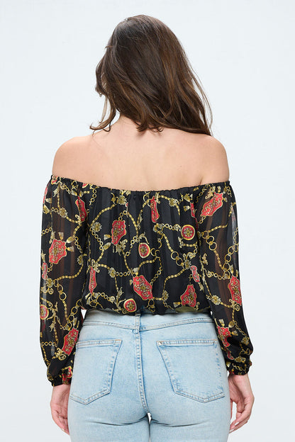 ARROW Off-Shoulder Top with Long Sleeves