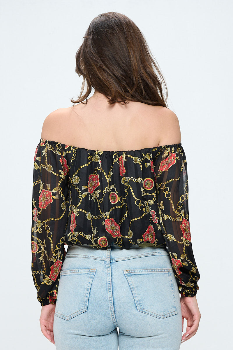 ARROW Off-Shoulder Top with Long Sleeves