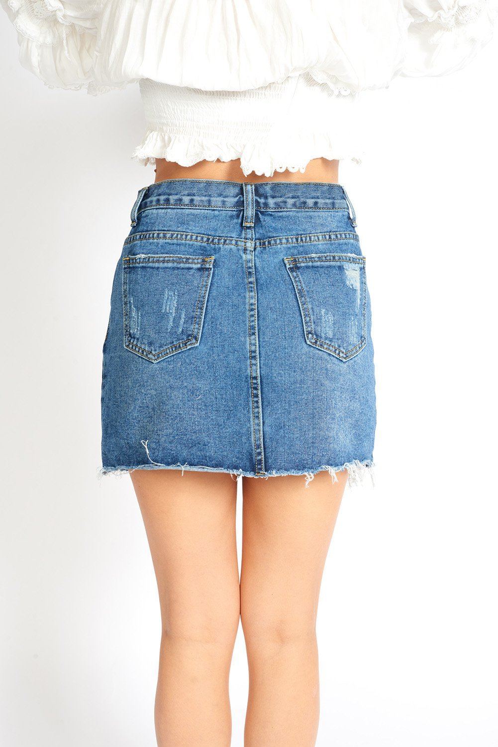 Zuri J Ripped Denim Skort