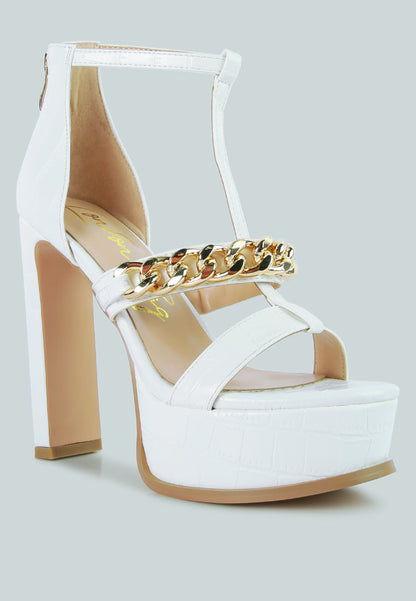 Bonita Metal Chain Zip Up Heels
