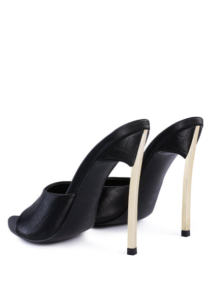 SLY Strappy Slip On Stiletto Heels