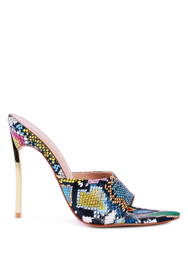 SLY Strappy Slip On Stiletto Heels