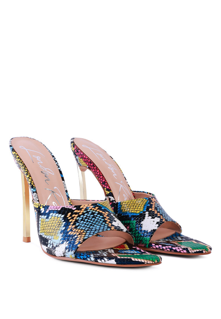 SLY Strappy Slip On Stiletto Heels
