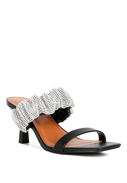 Cherry Blossom Diamante Ruche Strap Sandals