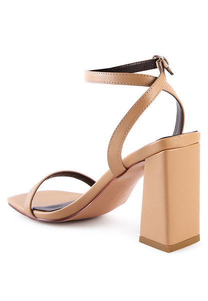 Mooncut Ankle Strap Block Heel Sandals
