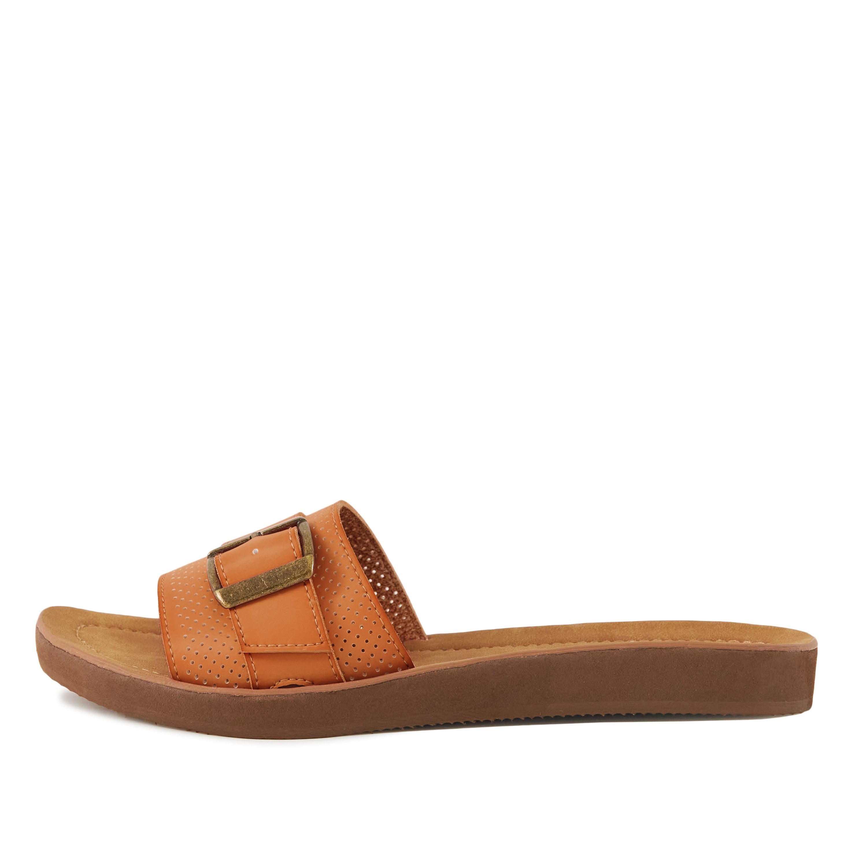 Pear Buckle Down Sandals in Tan