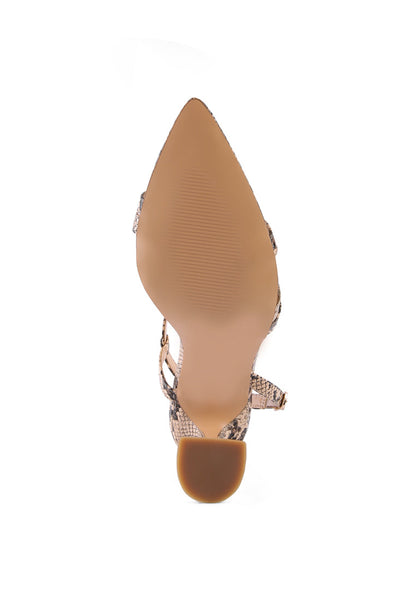 City Snake Print Spool Heel Sandals