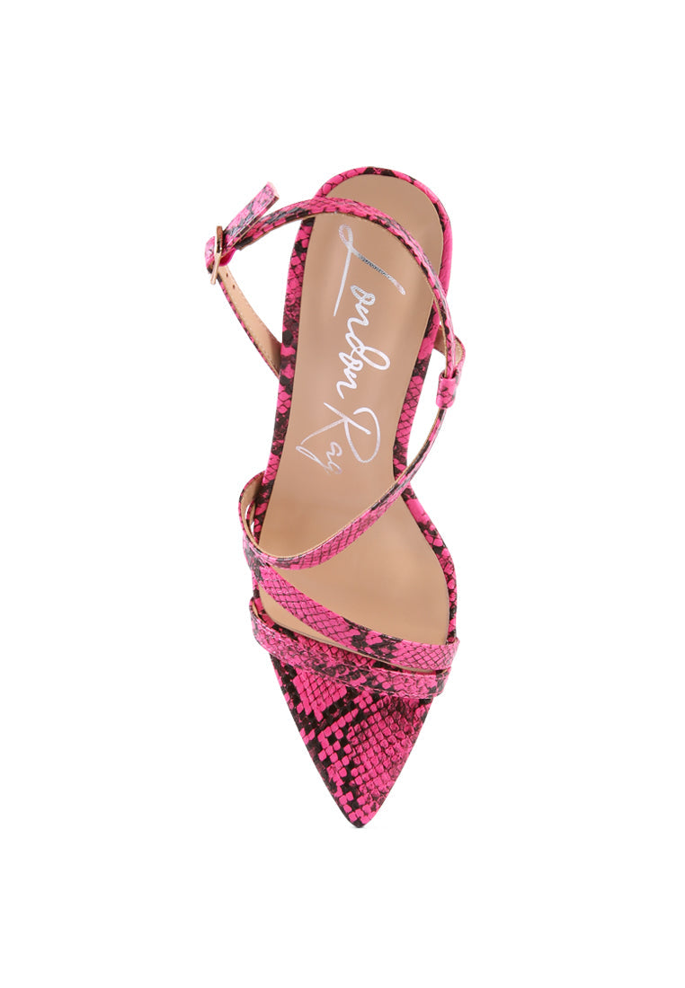 City Snake Print Spool Heel Sandals