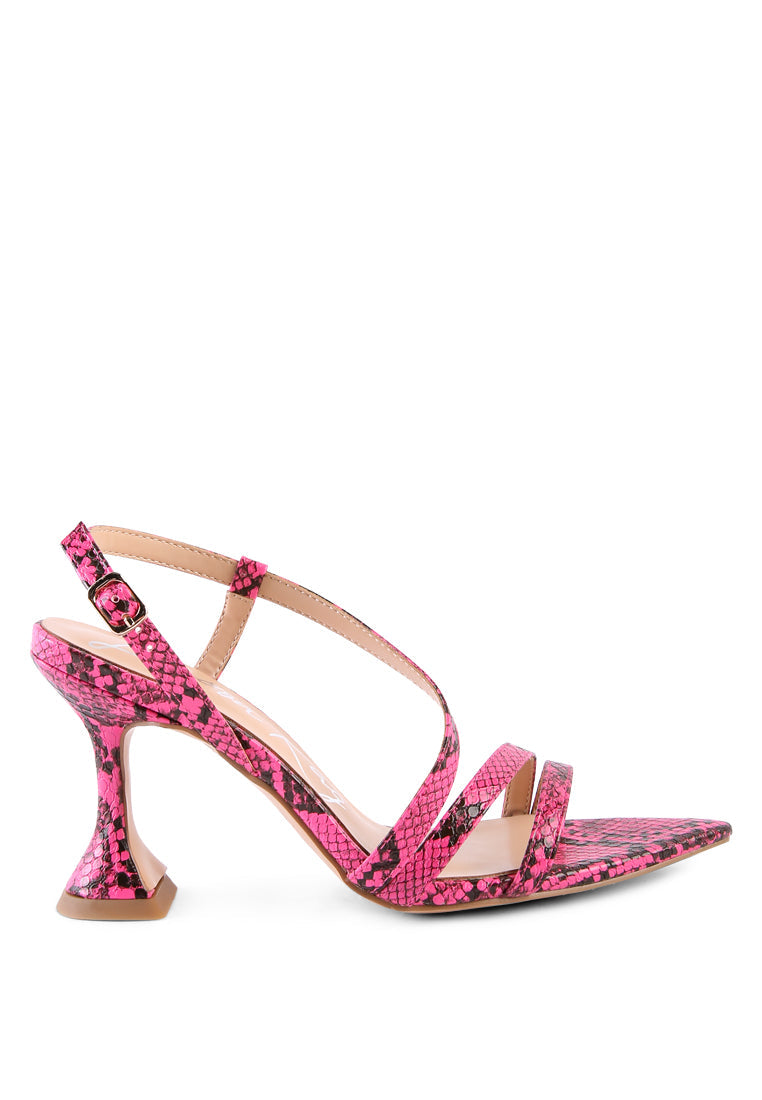City Snake Print Spool Heel Sandals