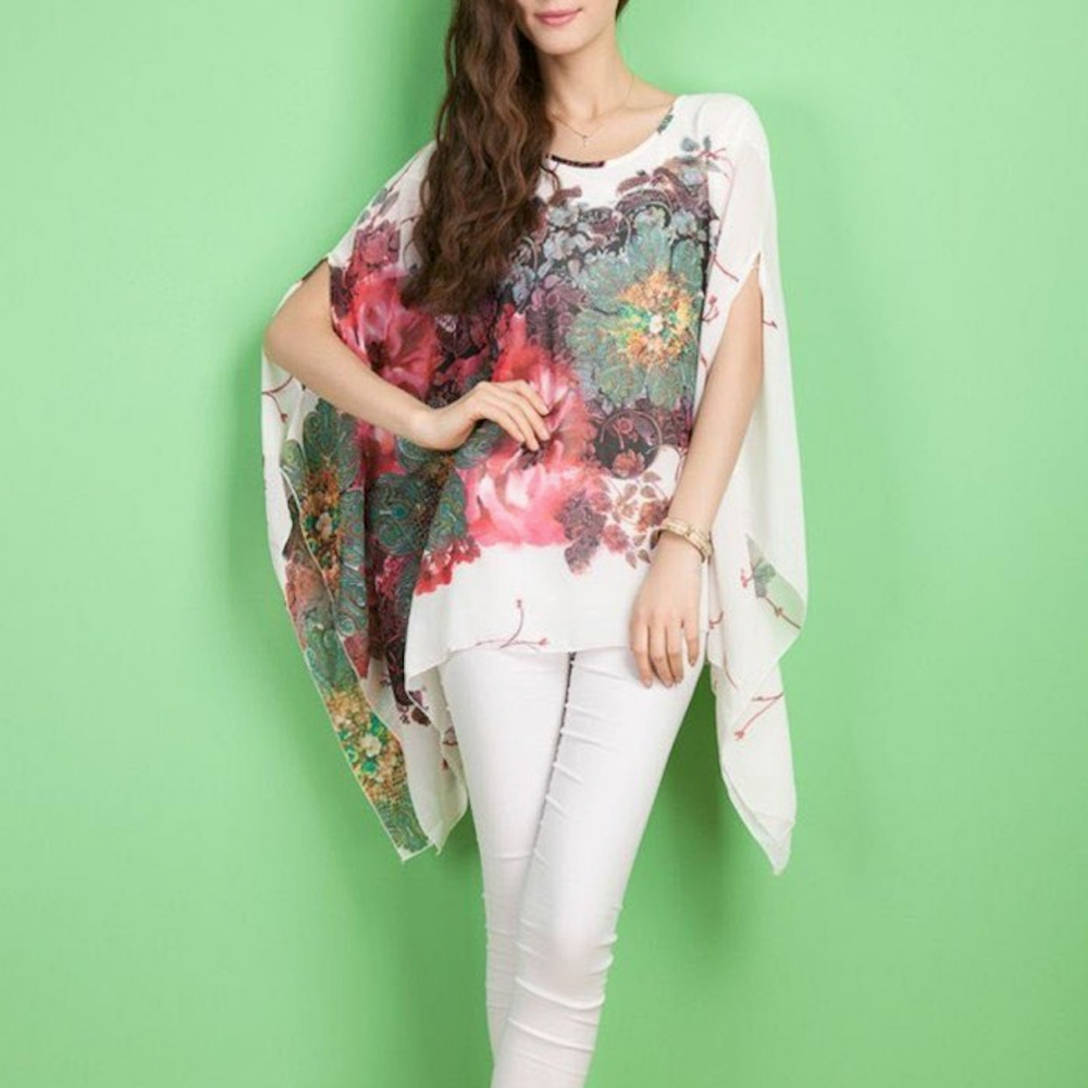 Lisa Floral Batwing Chiffon Top