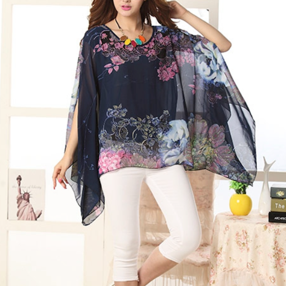 Lisa Floral Batwing Chiffon Top