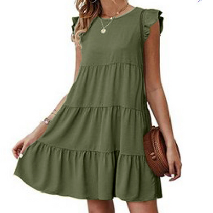Quiet Charm Tiered Cap Sleeve Dress