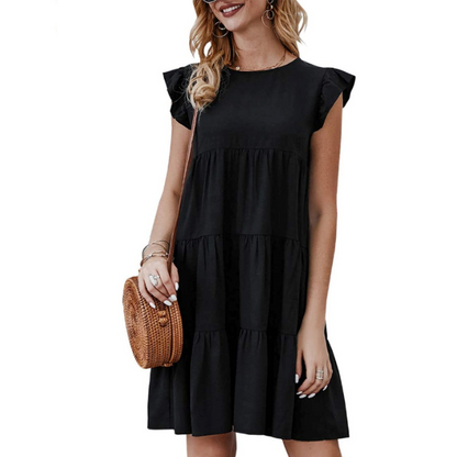 Quiet Charm Tiered Cap Sleeve Dress