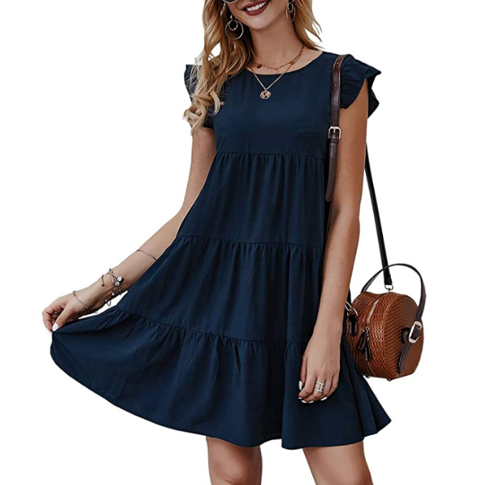 Quiet Charm Tiered Cap Sleeve Dress
