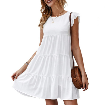 Quiet Charm Tiered Cap Sleeve Dress