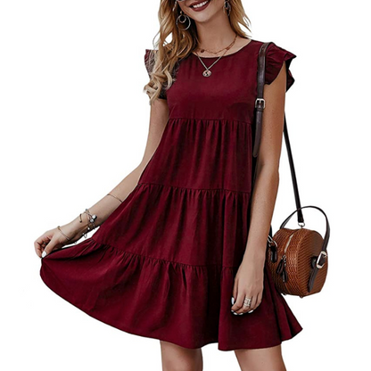 Quiet Charm Tiered Cap Sleeve Dress