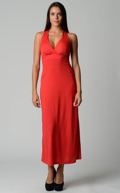LYNN Halter Maxi Dress with Cross Back Straps