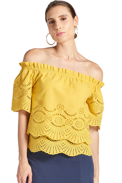 Summer Daisy Eyelet Top