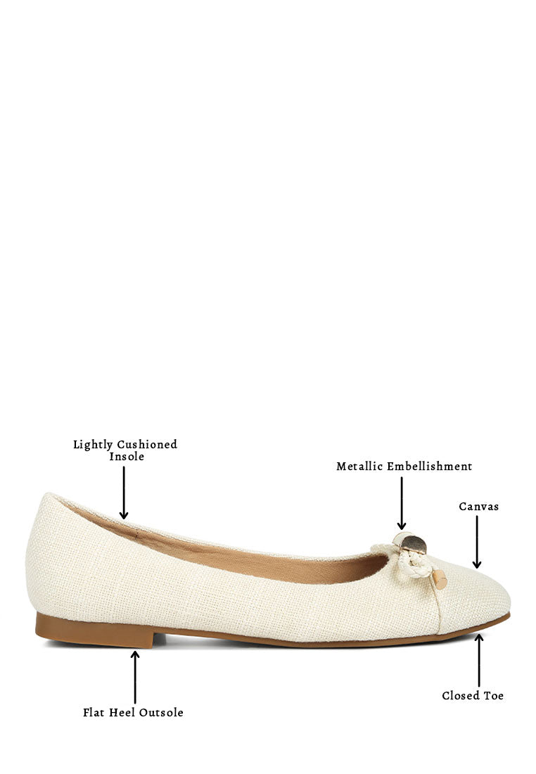 Moi Metallic Embellished Ballerina Flats