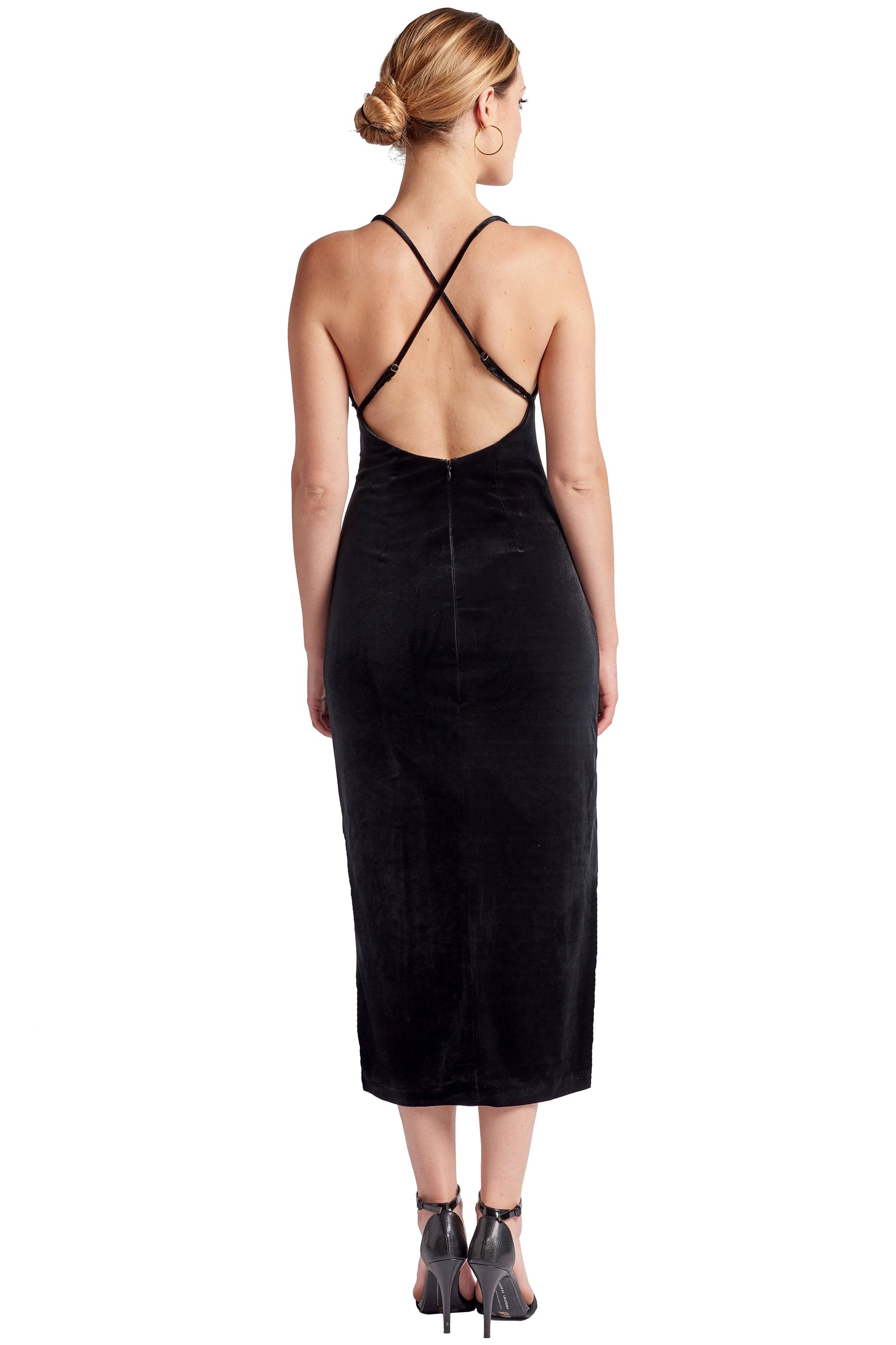 ELLE Velvet Scooped Back Slip Dress