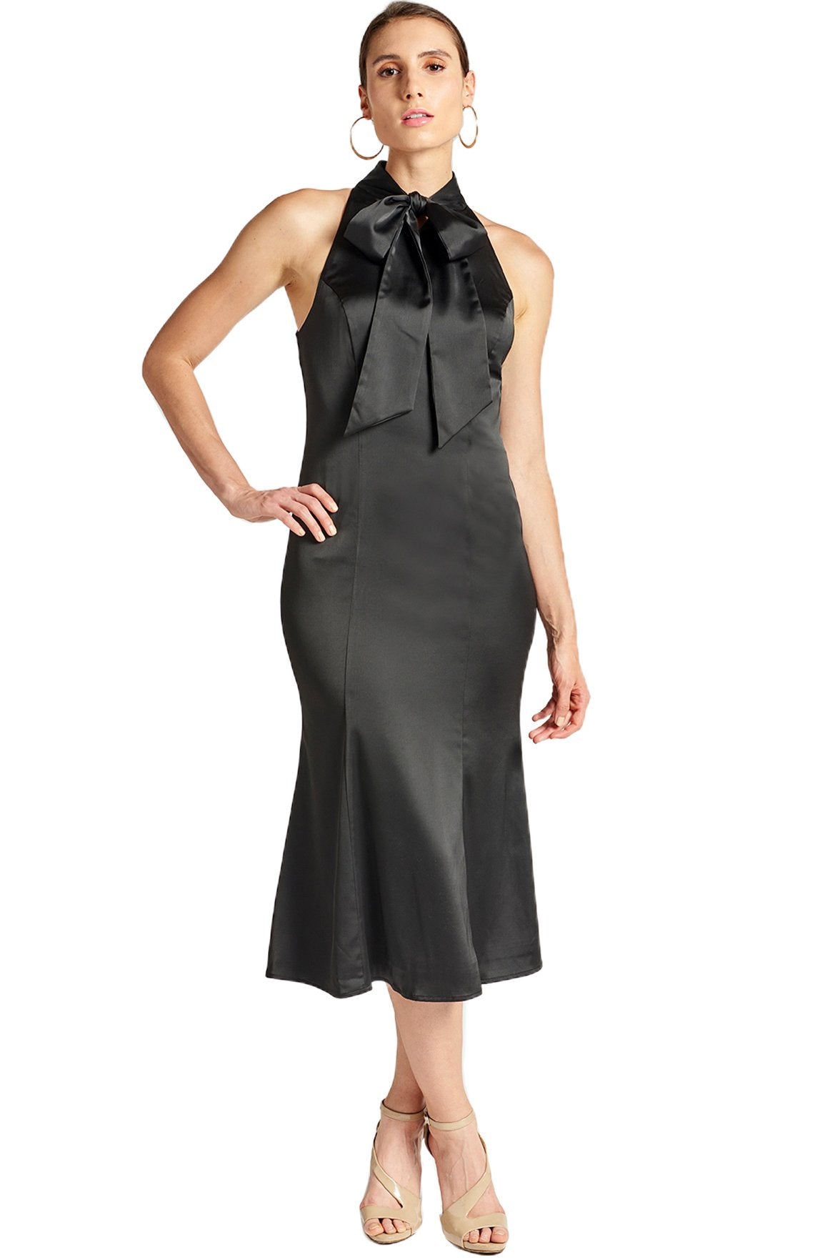 Eloise Satin Mermaid Dress With Neck Tie