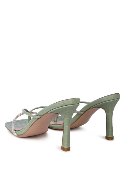 Lara Croc Rhinestone Strap Sandals